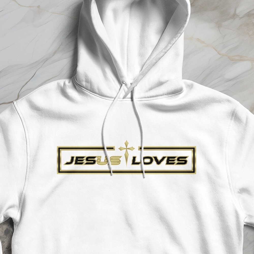 Men’s Hoodie Jesus Loves Us Christian Faith Sweatshirt - Picture 2 of 2